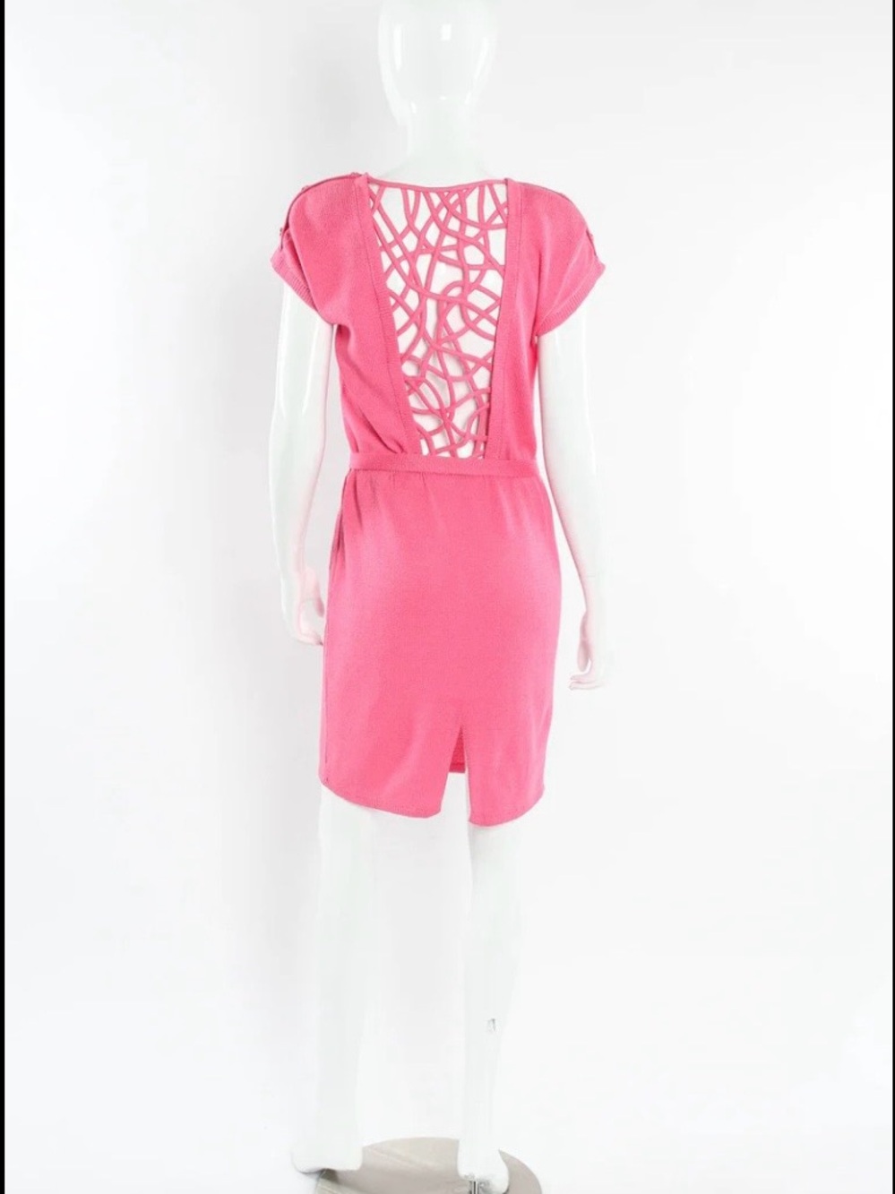 VINTAGE ST JOHN OPEN BACK WEB WEAVE KNIT DRESS